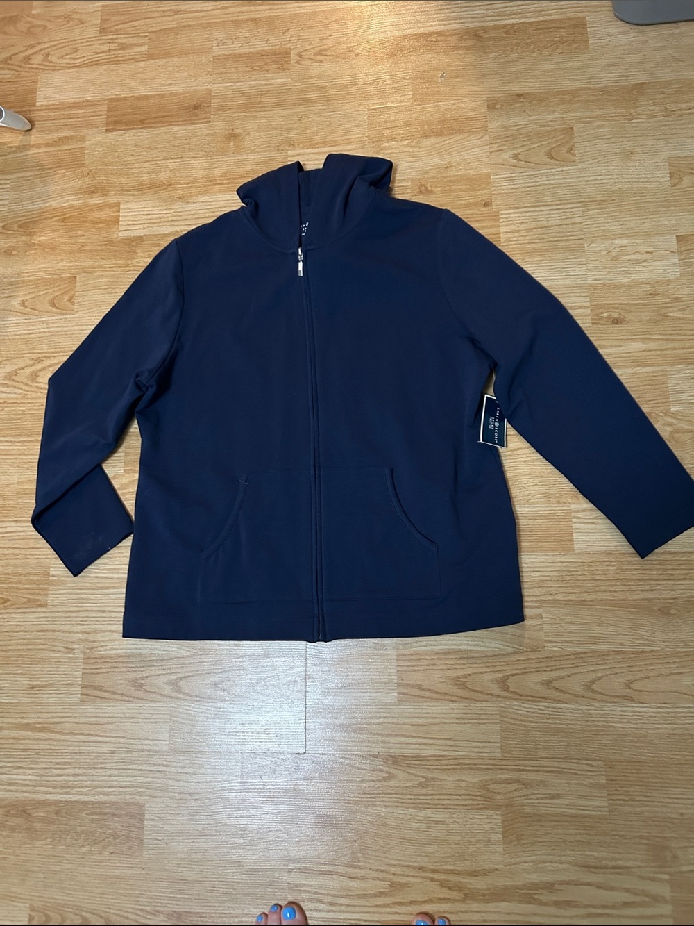 Dark Navy Full-Zip Hooded Sweatshirt